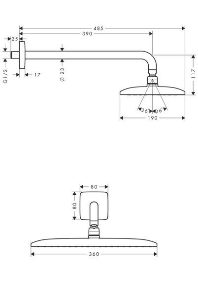 Верхний душ с кронштейном HANSGROHE RAINDANCE 26605000 53908 фото