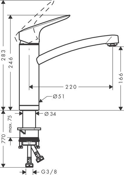Змішувач для кухні 160 одноважiльний HANSGROHE LOGIS M31 71833000, хром 103120 фото