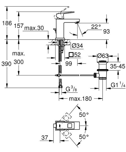 Смеситель для умывальника GROHE EUROCUBE 2312700E 88238 фото