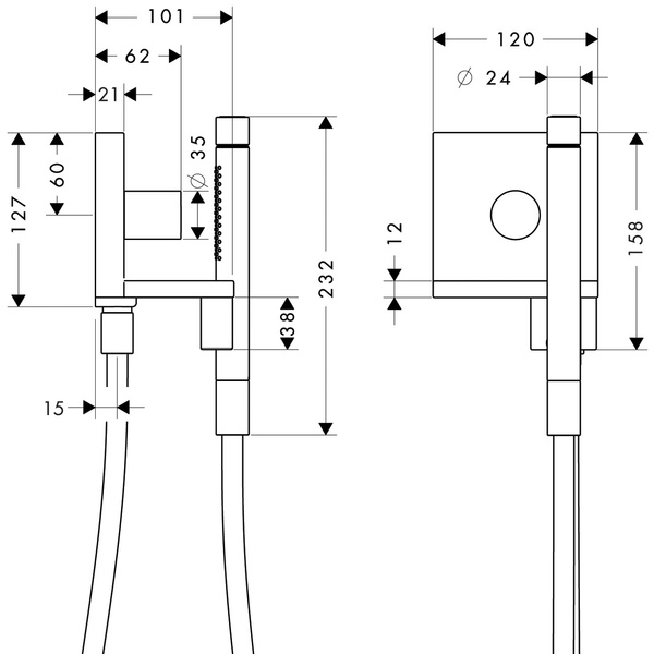 Модуль ручного душа AXOR SHOWER SOLUTIONS 10651000, 120/120, скрытого монтажа, квадратный 12938 фото