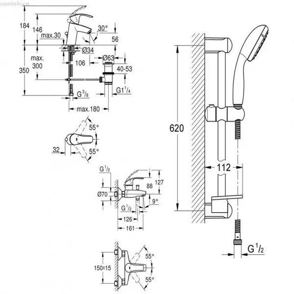 Набір змішувачів GROHE EUROSMART 123238 S 55539 фото