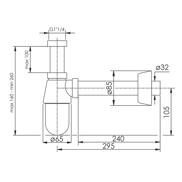 Сифон для умивальника пластиковий IMPRESE i-SEW d12600301S, хром 93389 фото