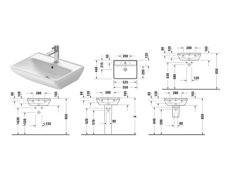 Умивальник підвісний DURAVIT D-NEO 2366550000, 55 800005975 фото