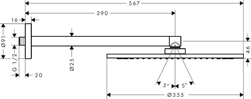 Верхний душ 350 1jet AXOR SHOWER SOLUTIONS 26034000, с держателем 65797 фото