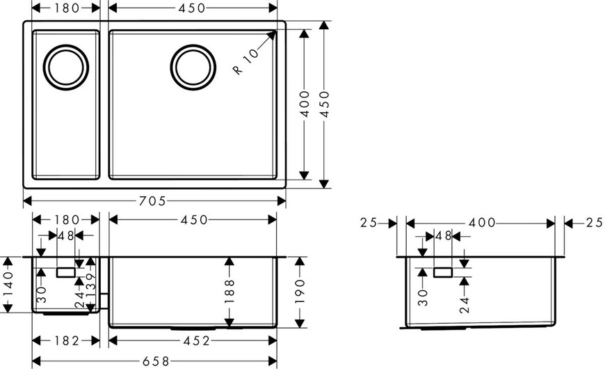 Мойка для кухни HANSGROHE S71 43429800, нержавеющая сталь 75862 фото