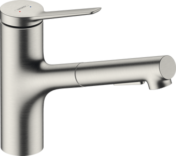 Смеситель с вытяжным душем для кухонной мойки HANSGROHE ZESIS M33 74800800, нержавеющая сталь 800004186 фото