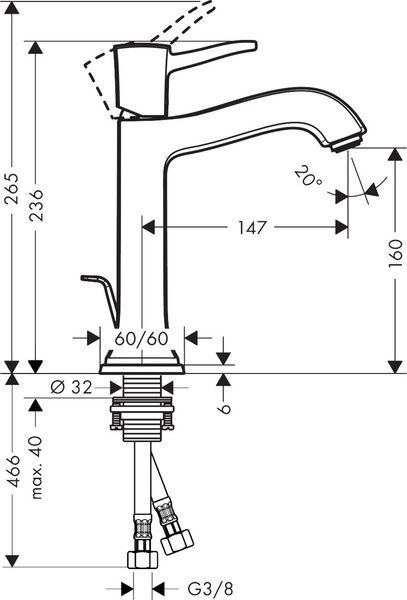 Змішувач для раковини з донним клапаном HANSGROHE METROPOL CLASSIC 31302090, золото глянсовий 56776 фото