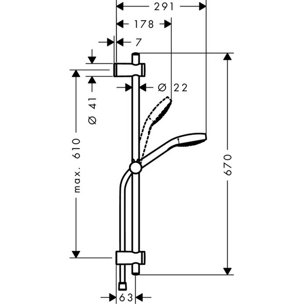 Гарнітур душовий HANSGROHE MYSELECT 26710400, хром з білим 51824 фото
