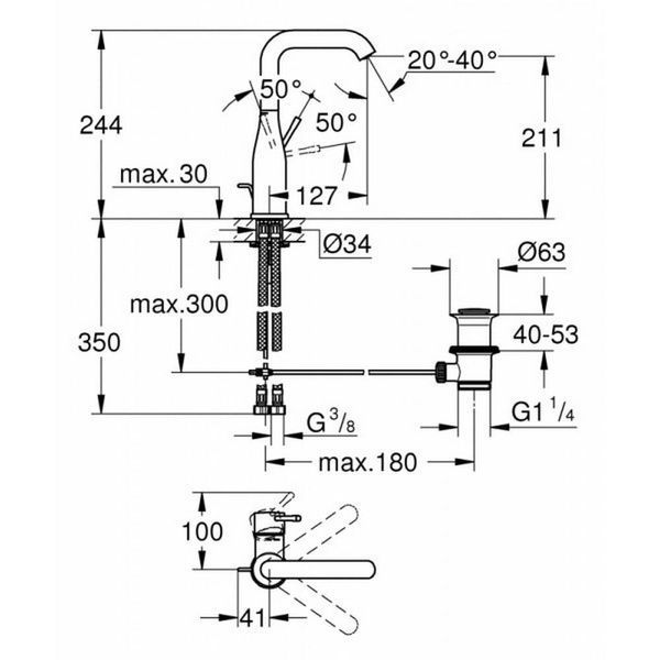Змішувач для умивальника GROHE ESSENCE NEW 32628001 50438 фото